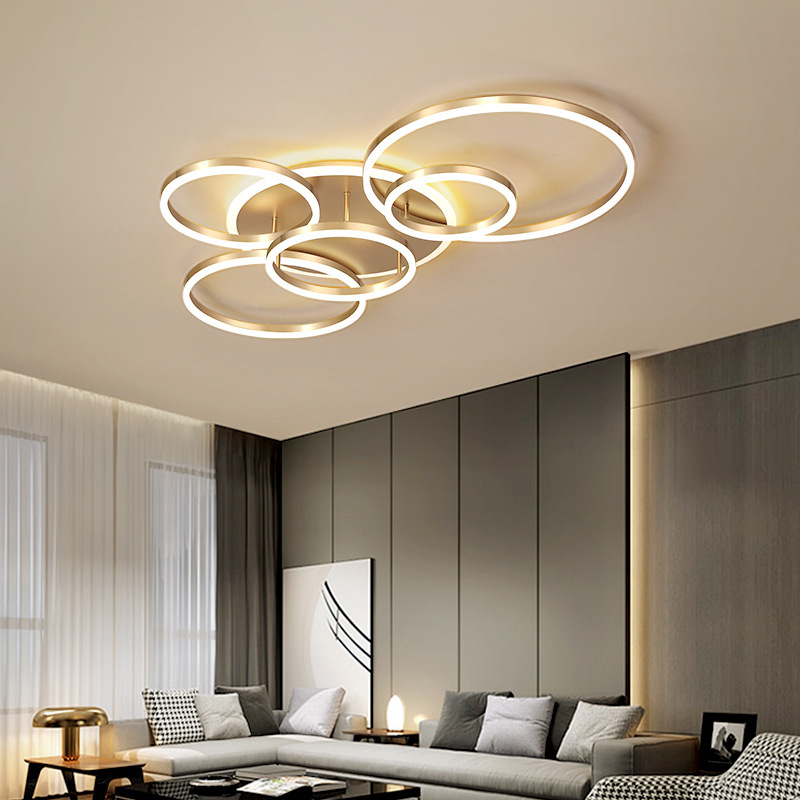 Postmodern Led Circle Rings Ceiling Lights For living Room Bedroom Study Room Ceiling Lamp Black White Golden Pendant Lamp