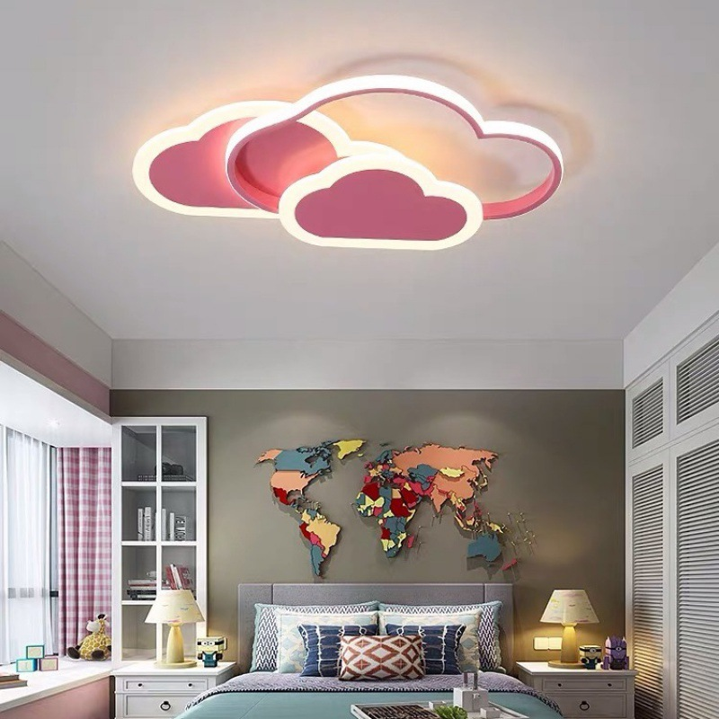 Modern Led Ceiling Lamp Creative White Cloud Bedroom Lighting Cartoon Children's Room Kid Read Study Pink Decoration Light