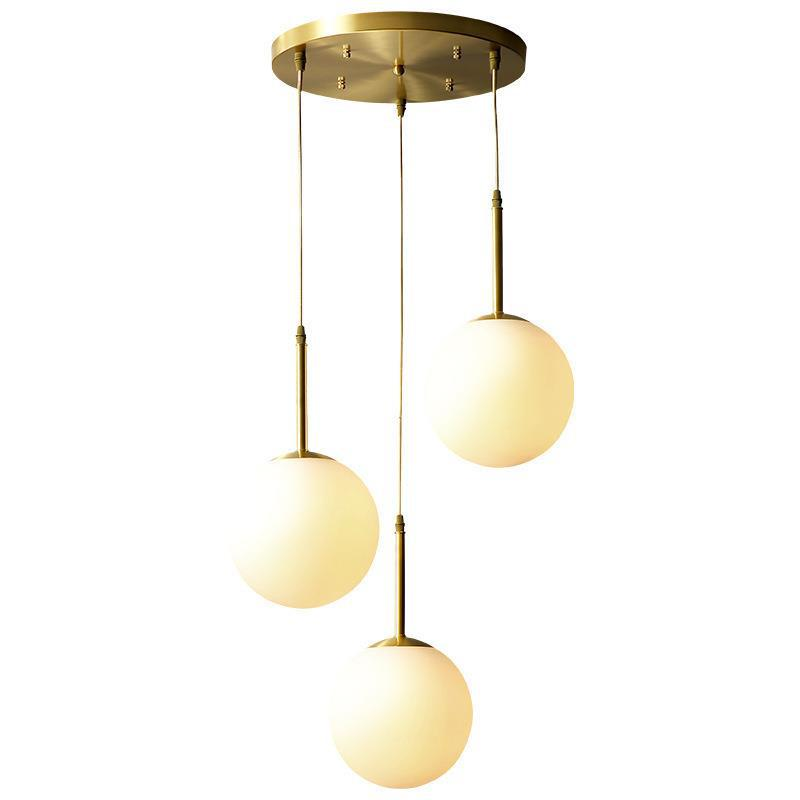 Modern LED Glass Pendant Light Brass Black Milk Ball Chandeliers Lighting For Bedroom Dining Stairs Ceiling Hanging Lamp Lustres