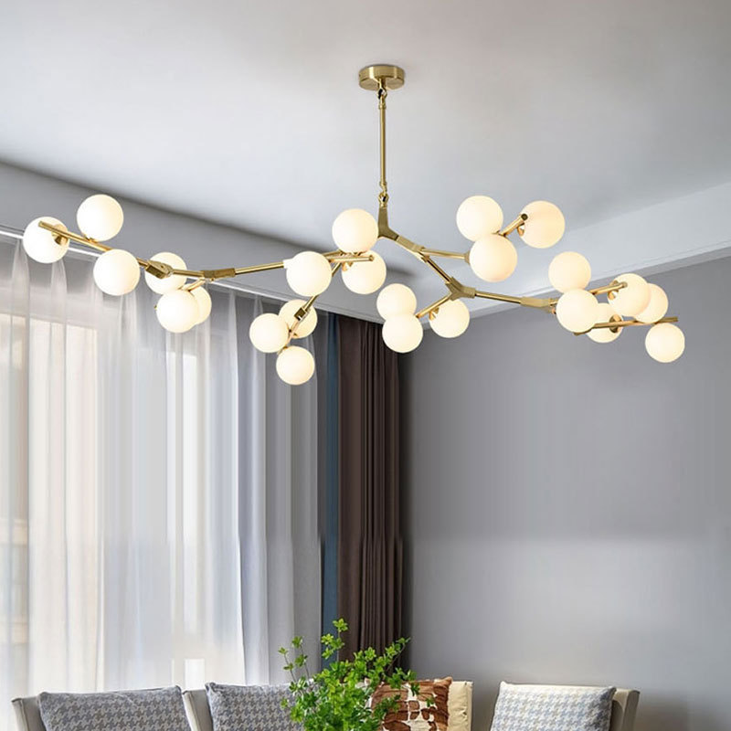 Post Modern LED Chandelier fission Branches Style Glass Balls Ceiling Lamp Living Room Dining Room Bedroom Lighting Fixtures