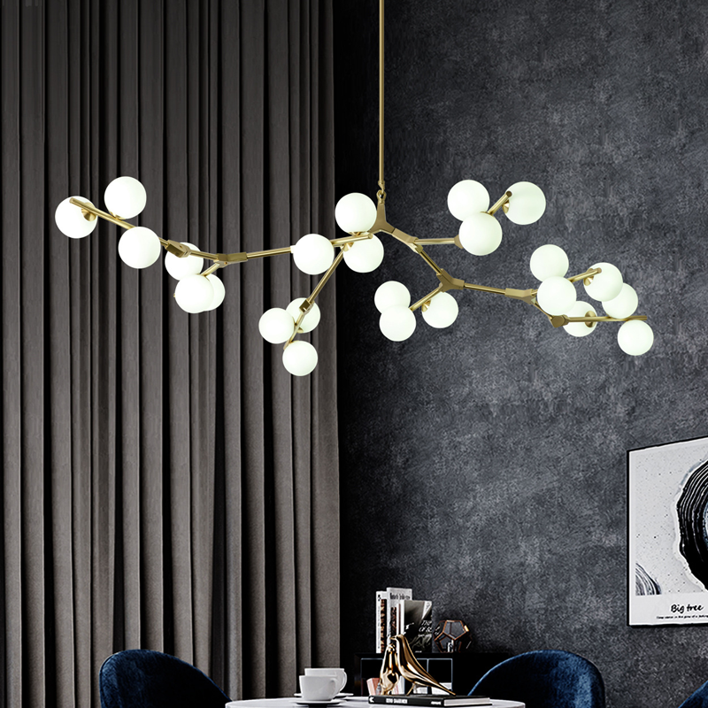 Post Modern LED Chandelier fission Branches Style Glass Balls Ceiling Lamp Living Room Dining Room Bedroom Lighting Fixtures