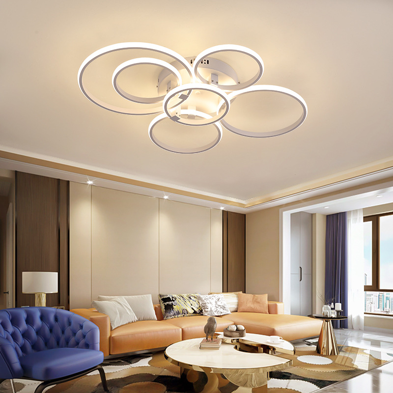 Modern Led Ceiling Lights Lamp New Rc Dimmable App Circle Rings Designer For Living Room Bedroom Ceiling Lamp Fixtures