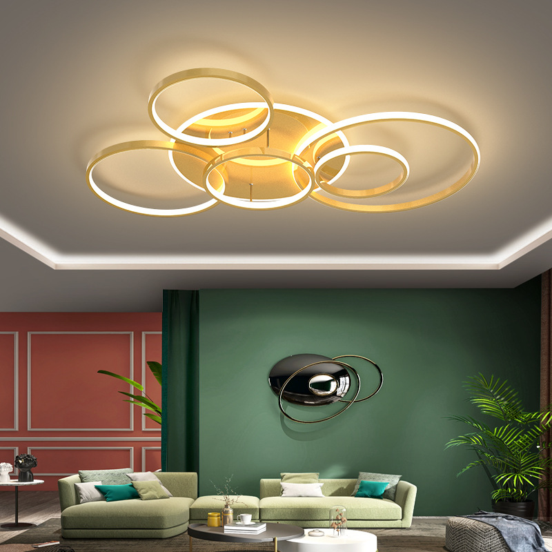 Modern Led Circle Rings Ceiling Lights For living Room Bedroom Study Room Ceiling Lamp White Brown Black Gold Color 90-260V