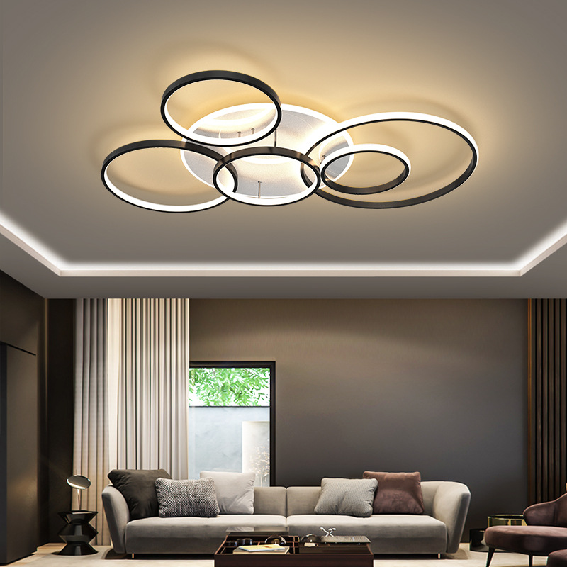 Modern Led Circle Rings Ceiling Lights For living Room Bedroom Study Room Ceiling Lamp White Brown Black Gold Color 90-260V