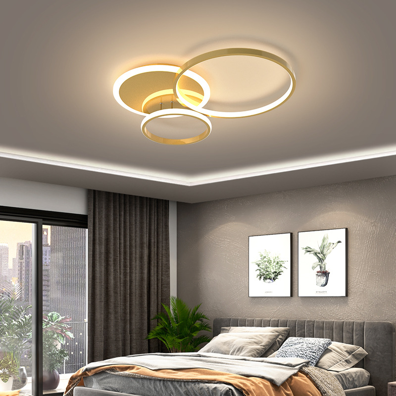 Modern Led Circle Rings Ceiling Lights For living Room Bedroom Study Room Ceiling Lamp White Brown Black Gold Color 90-260V