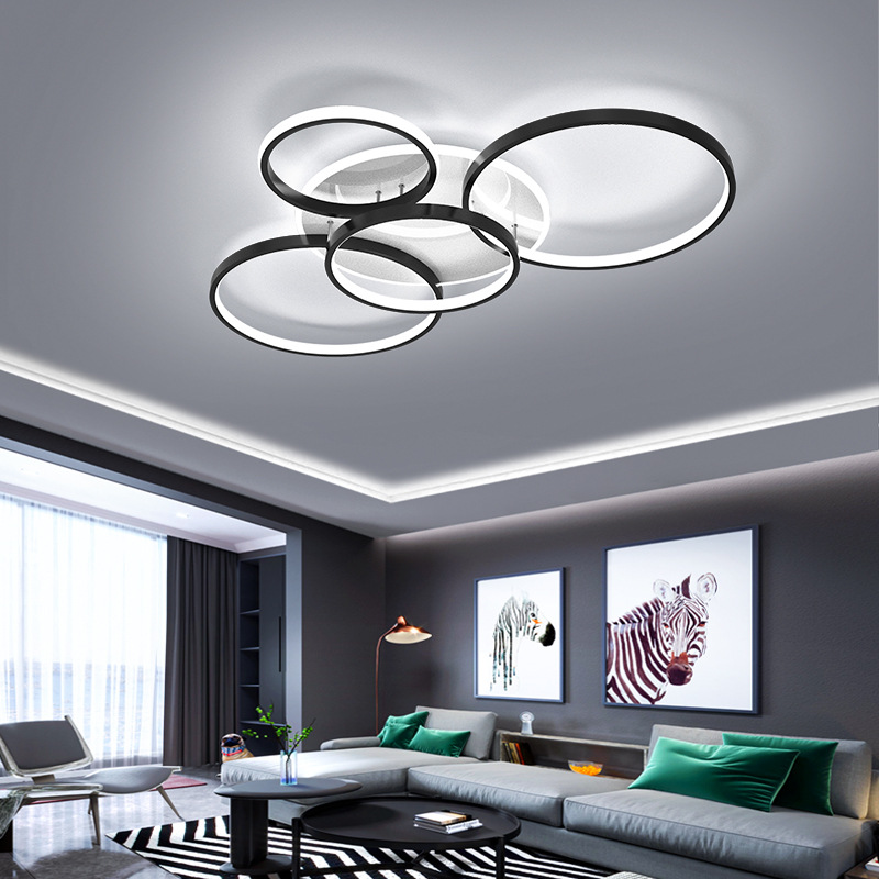 Modern Led Circle Rings Ceiling Lights For living Room Bedroom Study Room Ceiling Lamp White Brown Black Gold Color 90-260V