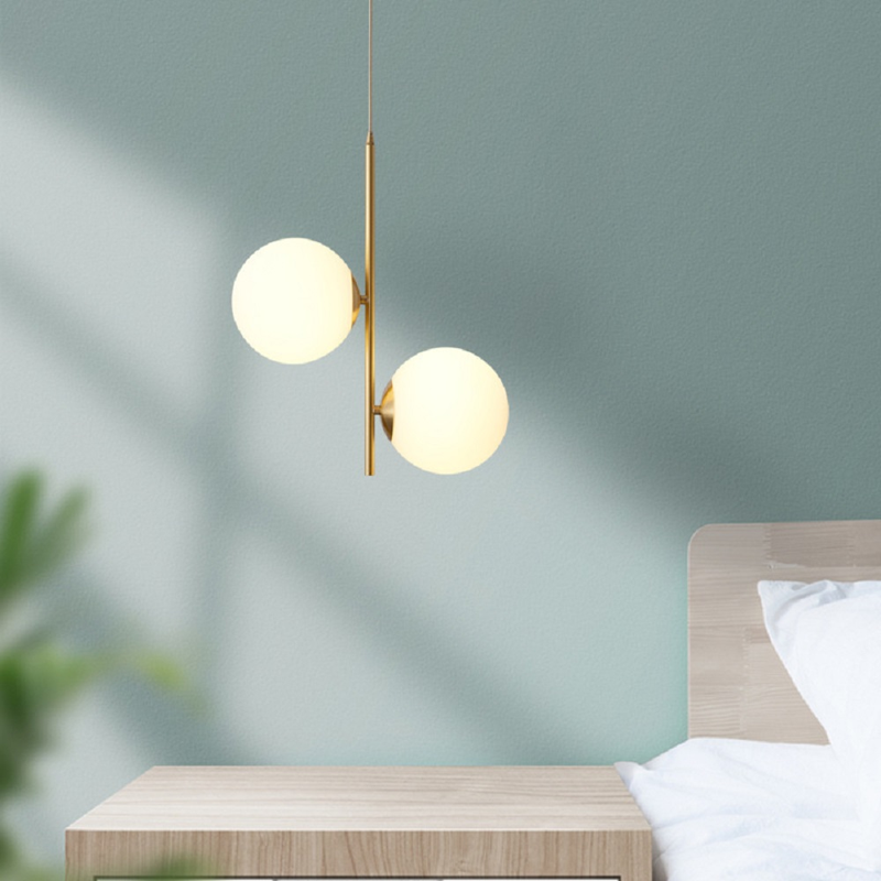 Modern Simple Coppery Restaurant Pendant Light Luxury Bedside Nordic Designer Creative Personalized Acrylic Ball G9 Hanging Lamp