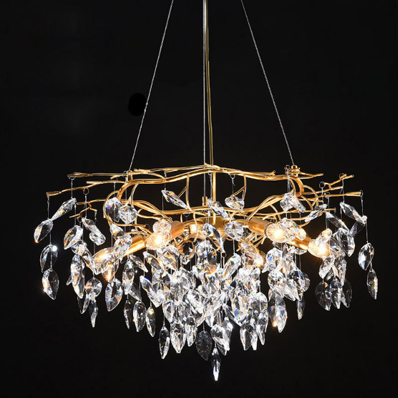 Modern Luxury Gold Crystal Chandelier Lighting Large Led Chandeliers Fixtures for Living Room Hotel Hall Art Decor Hanging Lamp