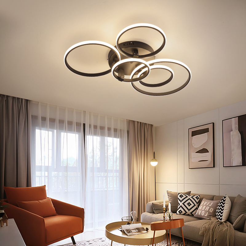 Modern Led Ceiling Lights Lamp New Rc Dimmable App Circle Rings Designer For Living Room Bedroom Ceiling Lamp Fixtures