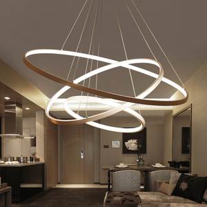 Black White Golden Modern Pendant Lights For Living Room Dining Room 4 3 2 1 Circle Rings Acrylic Aluminum Body LED Pendant Lamp