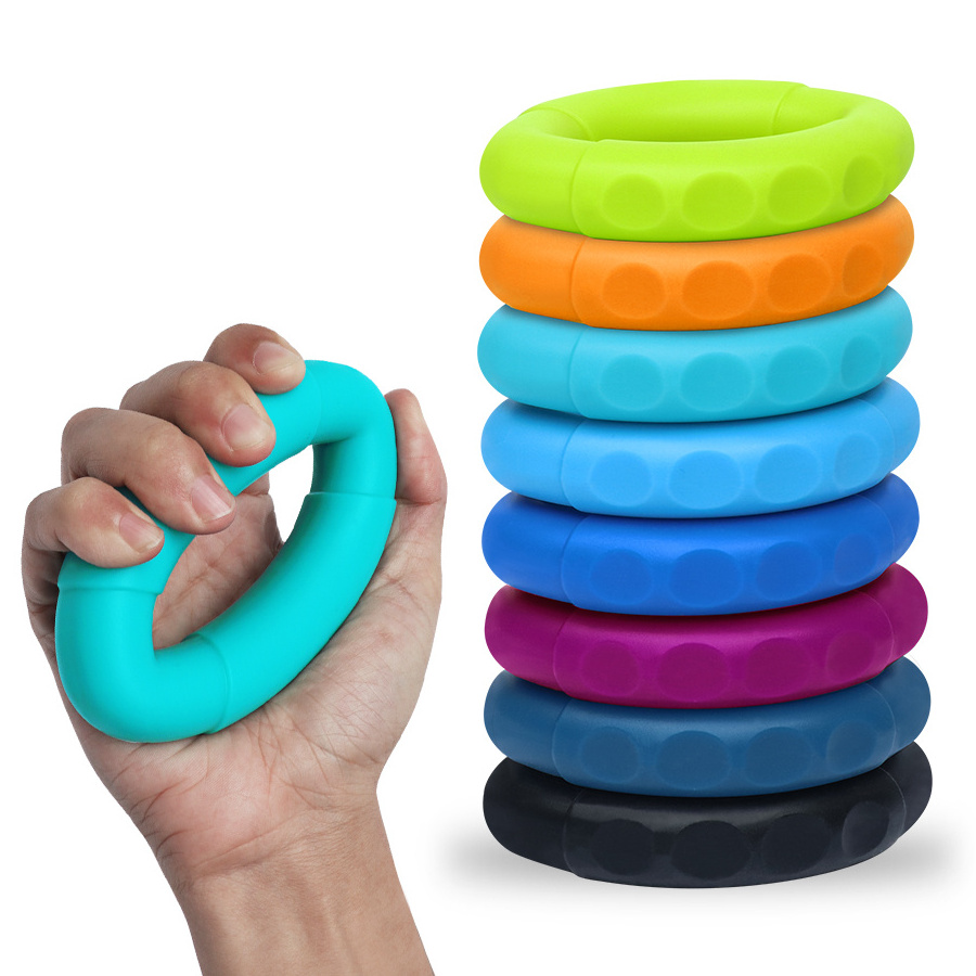 OEM logo custom hand grip ring hand strengthener finger  exercise resistance rubber ring