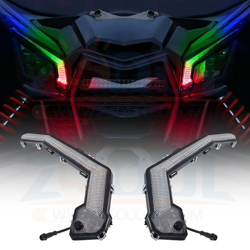 X3 Front Signature RGB & Amber & White LED Lights for  Can Am X3 Max R Maverick X3 R XDS XRS Turbo 2017-2018