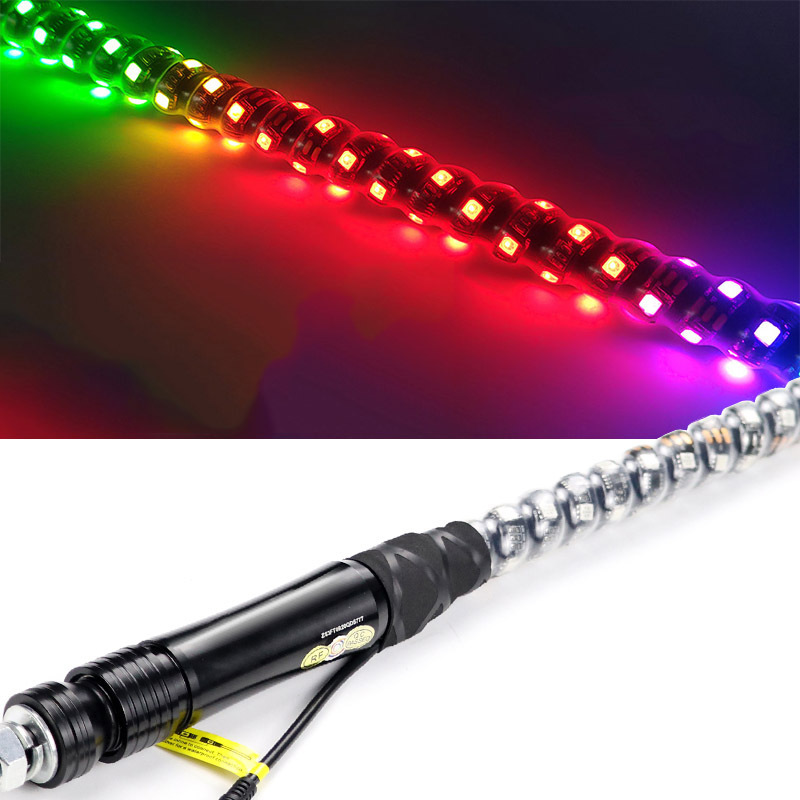 2 PCS 3FT LED Whip Lights  - 2X Brighter Professional UTV Whip Light,  APP & Remote Control,  Chasing rgb Lighted Antenna Whip