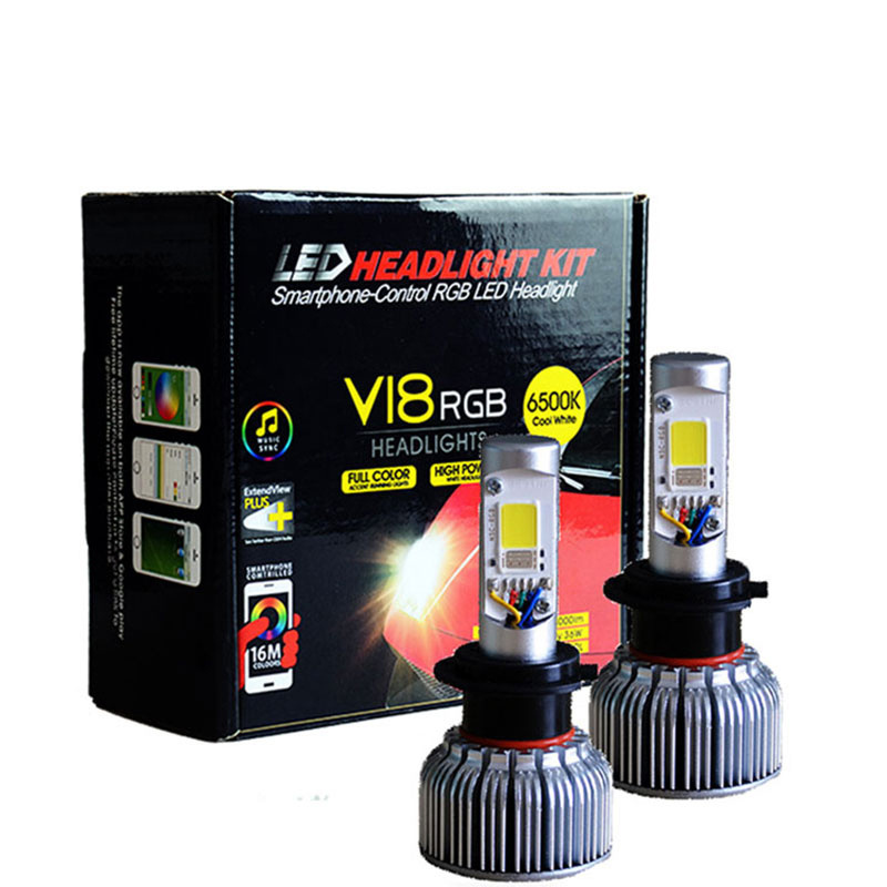 APP Smart Phone Control 2in1 H4 car light RGB LED Headlight Bulb Kit  H7 color change rgb led bulb 9005 9006 H11