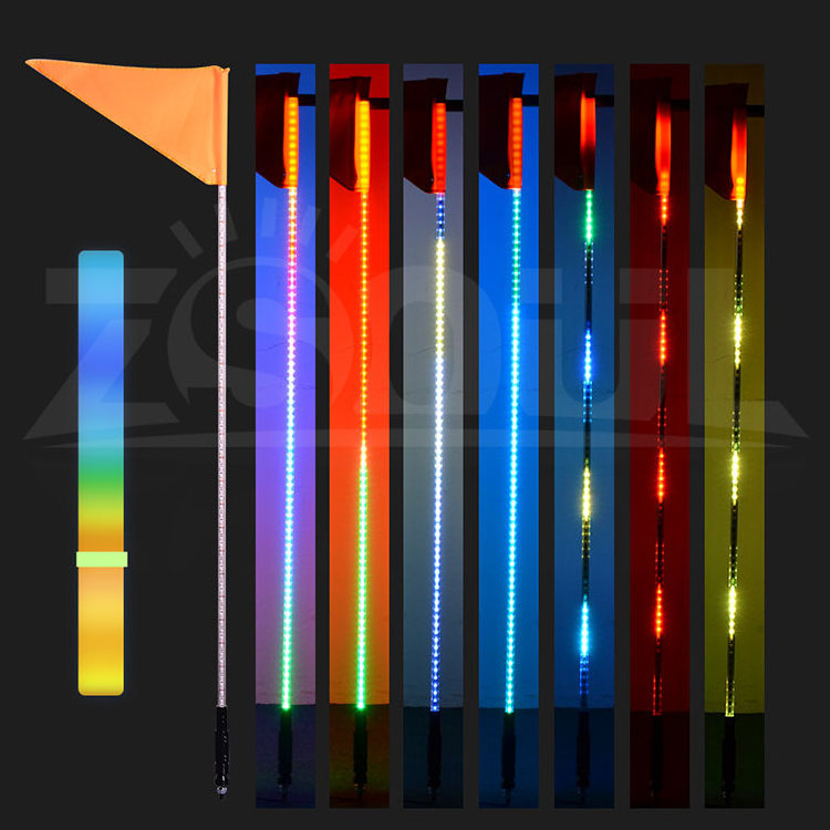 Waterproof led flag pole light dancing RGB colors Remote control whip antenna for atv utv buggy rzr off road car