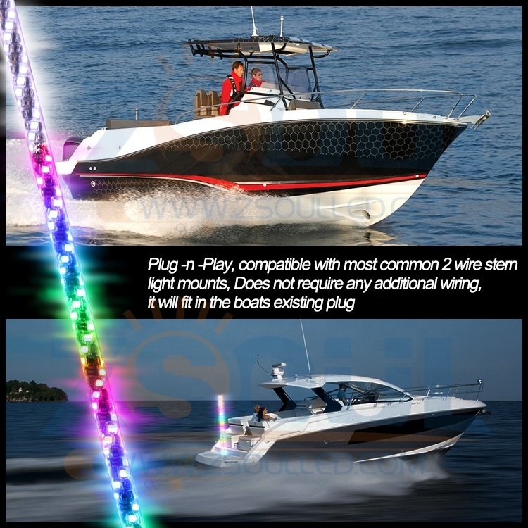 Top White Light LED All-Around Stern Pole Light Chasing Color By Remote Control LED Mount Marine Stern Light For Boat