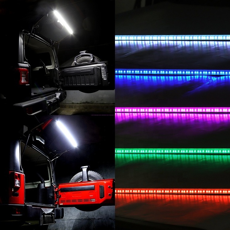 RGB Multi Color LED Rear Glass Lift Gate Hatch Dome Light Bar By Remote Control For 2007-2019 Jeep Wrangler JL JLU