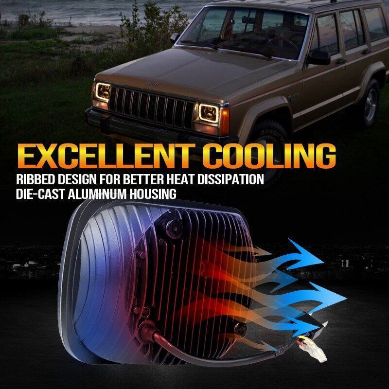 2pcs RGB Square 5x7 inch Led Headlights for 1995 1996 1997 Toyota Tacoma Accessories Led Lights for Toyota Tacoma Parts