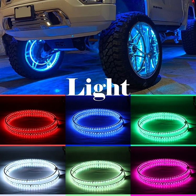 Double Side LED RGB Car Wheel LED Lights App Controlled 576 LEDs Wheel Rim Tire Light With Brake And Turn Signal Light For Car