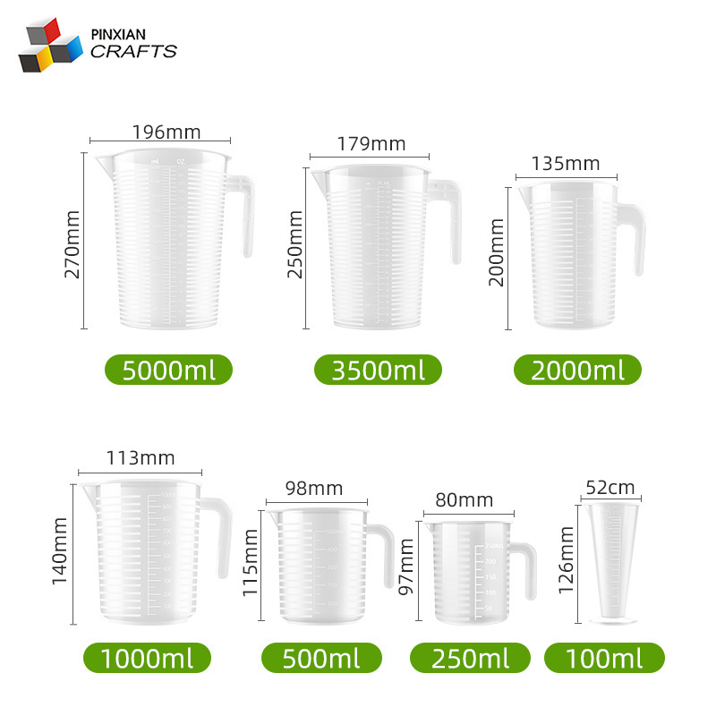 Plastic measuring cup, anti-fall plastic scale cup 1000ml transparent cold water bottle with lid