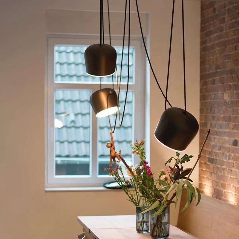 Creative Multi-head Iron Black White Spider Industrial Modern Designer Drum LED Pendant Lights