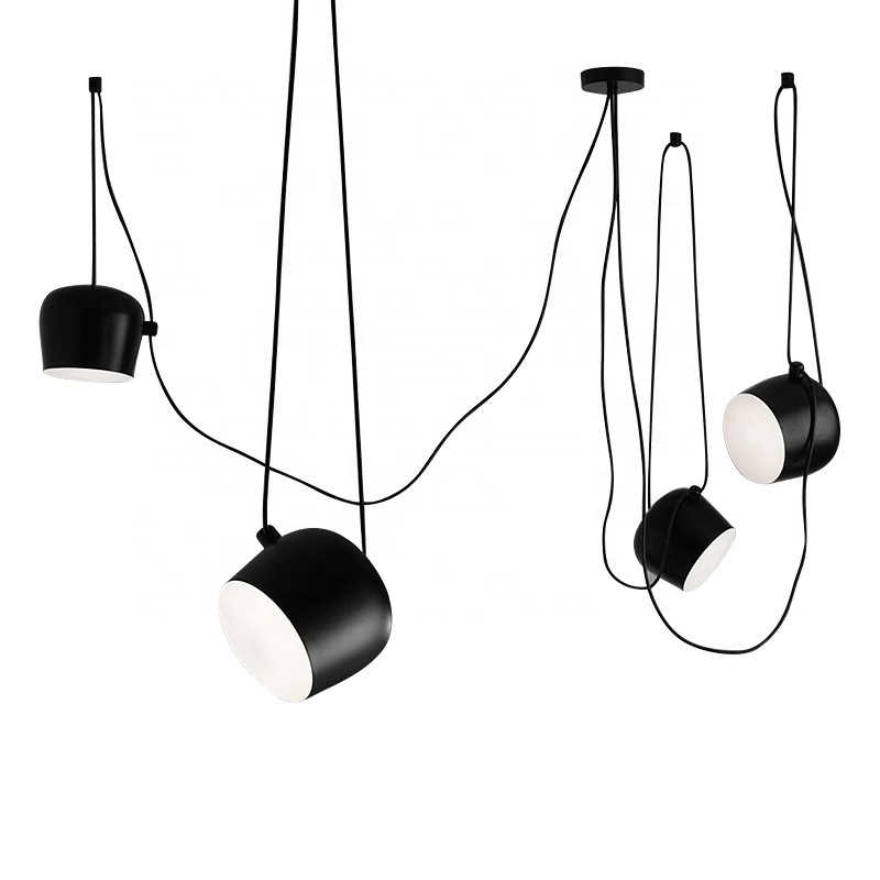 Creative Multi-head Iron Black White Spider Industrial Modern Designer Drum LED Pendant Lights