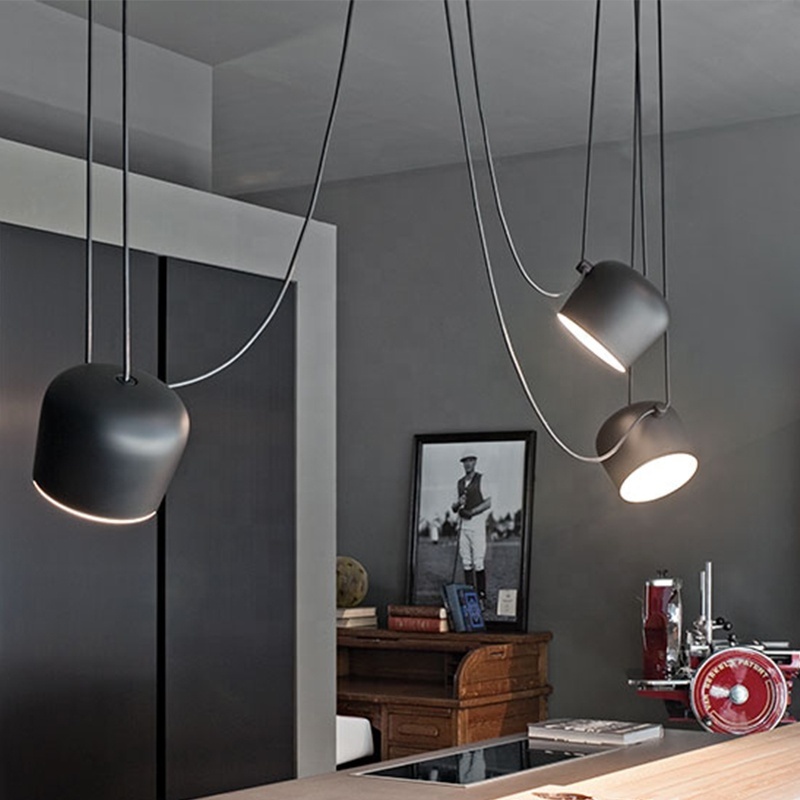 Creative Multi-head Iron Black White Spider Industrial Modern Designer Drum LED Pendant Lights