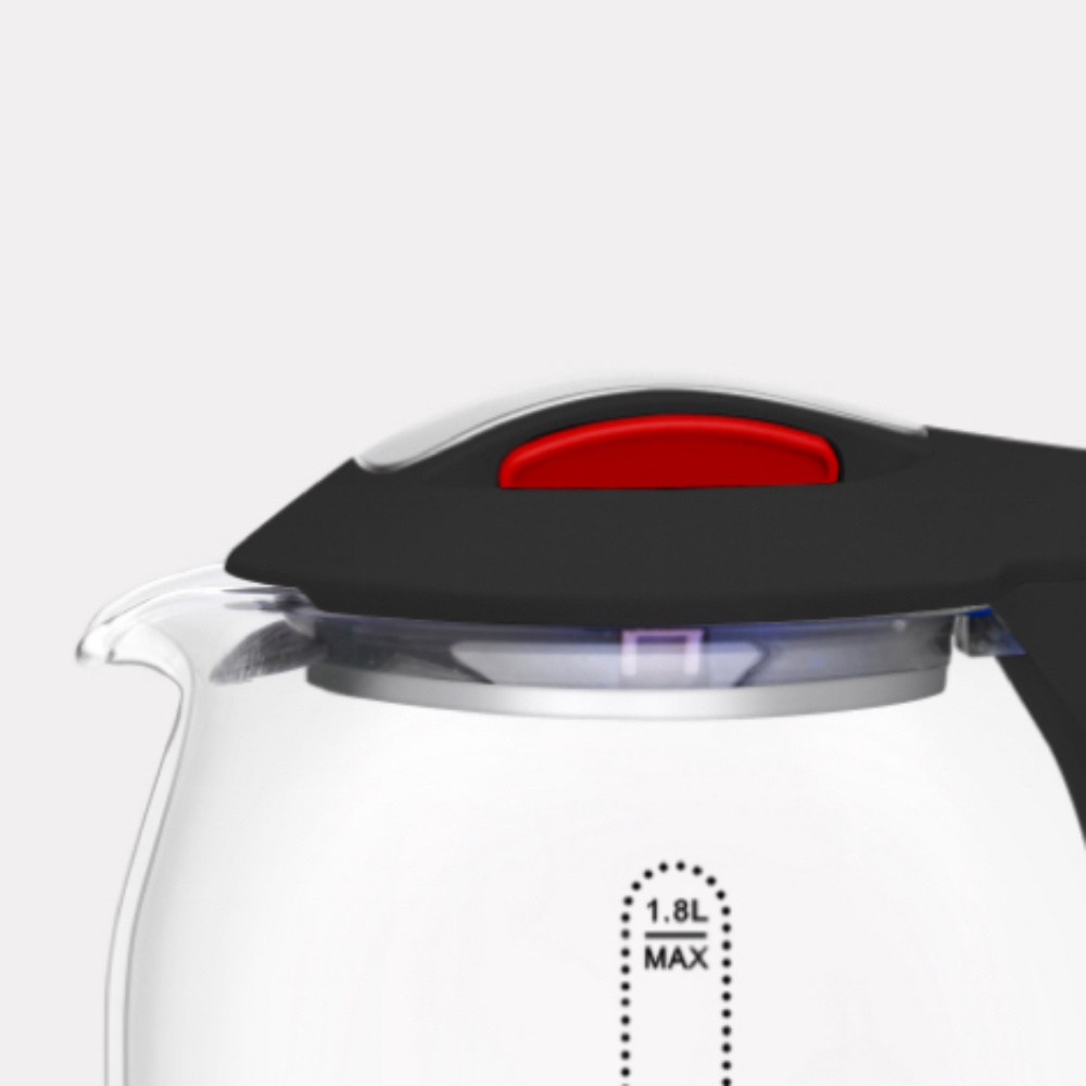 Stainless steel kettle LED displays the temperature of the kettle Clear glass kettle 1.8L