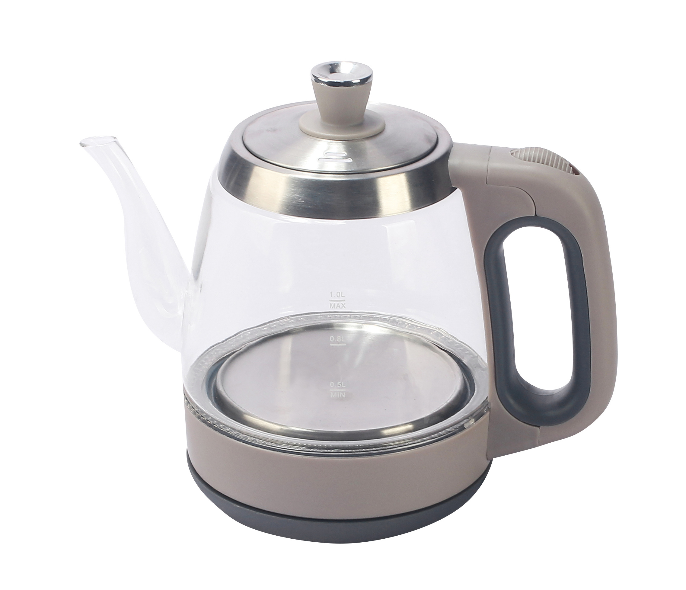 glass small 1.2L green electric cow goose neck heating kettle hot switch for boiling water tea