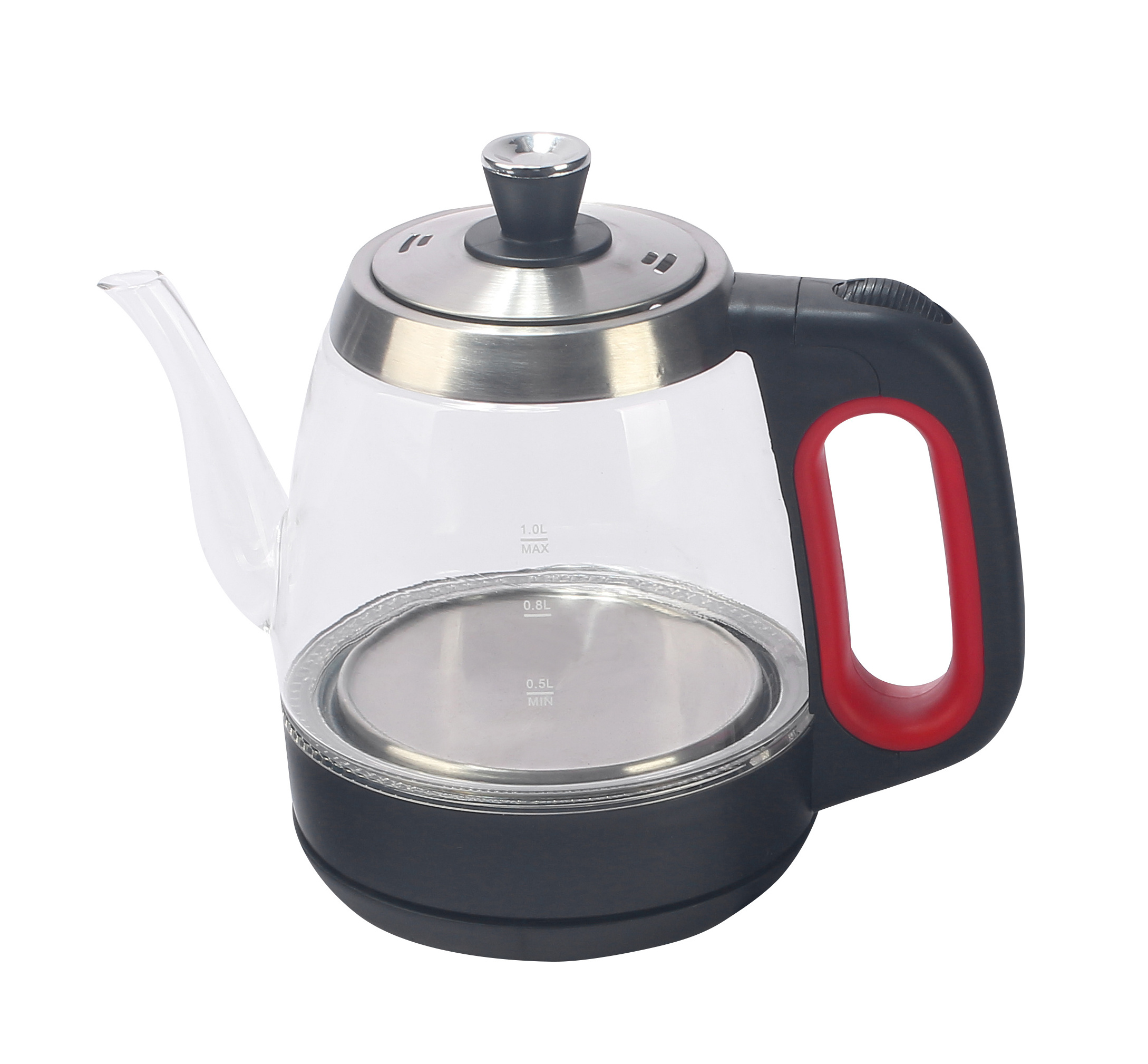 glass small 1.2L black electric cow goose neck heating kettle hot switch for boiling water tea