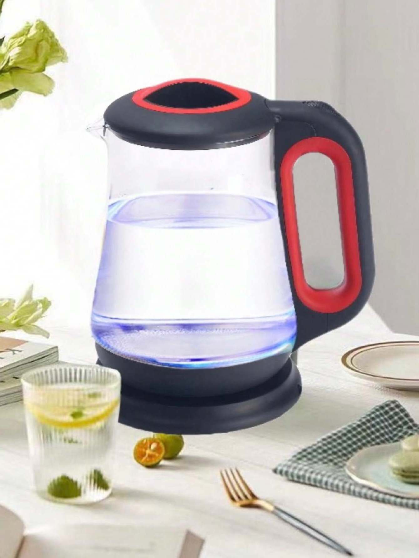 2.0L yellow Kettles Glass Electric Kitchen Glass Tea Electric Kettle With LED Light