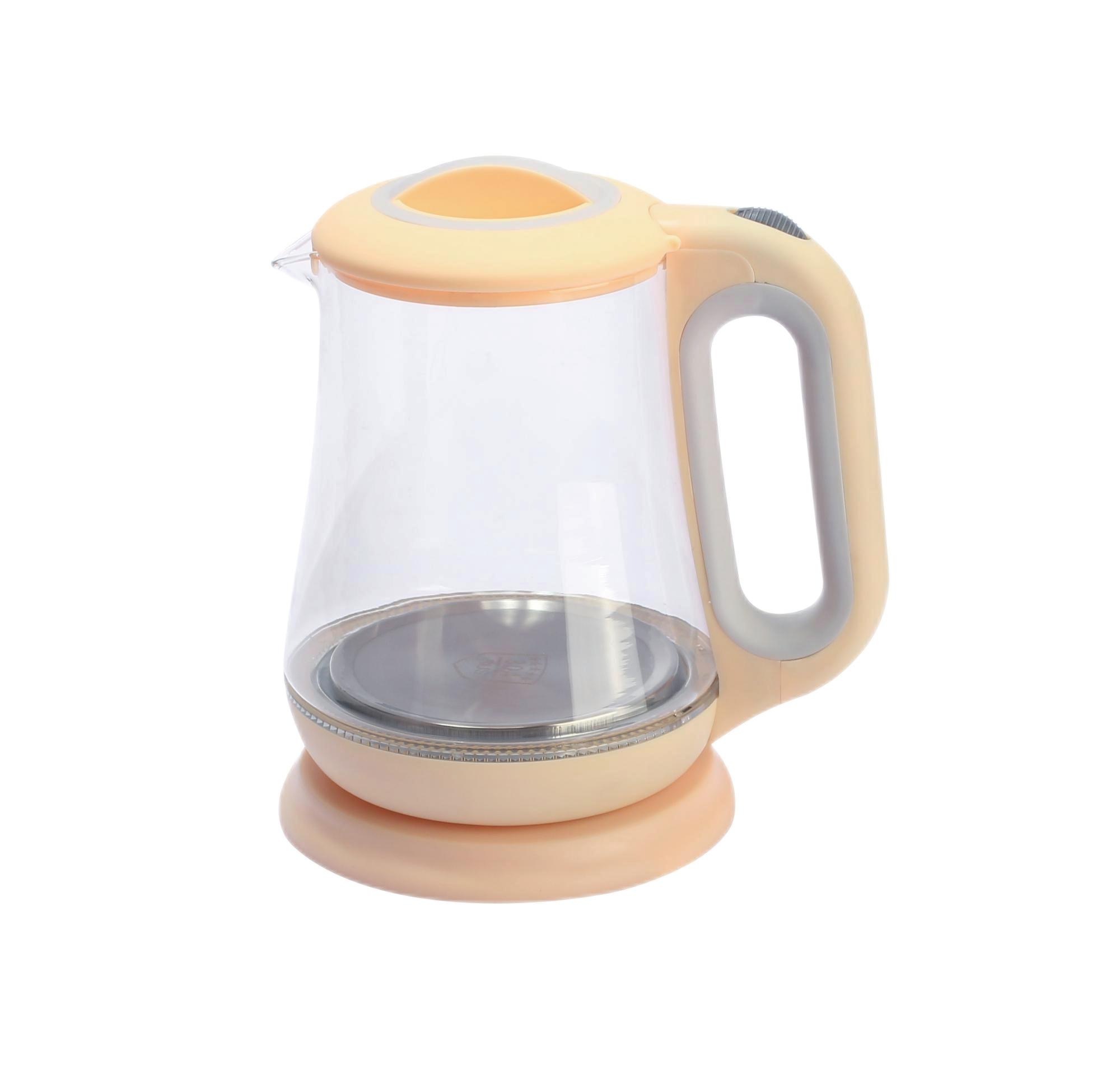 2.0L yellow Kettles Glass Electric Kitchen Glass Tea Electric Kettle With LED Light