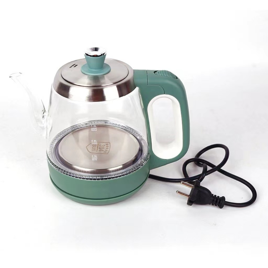 Factory direct sales glass small 1.2L electric cow goose neck heating kettle hot switch for boiling water tea