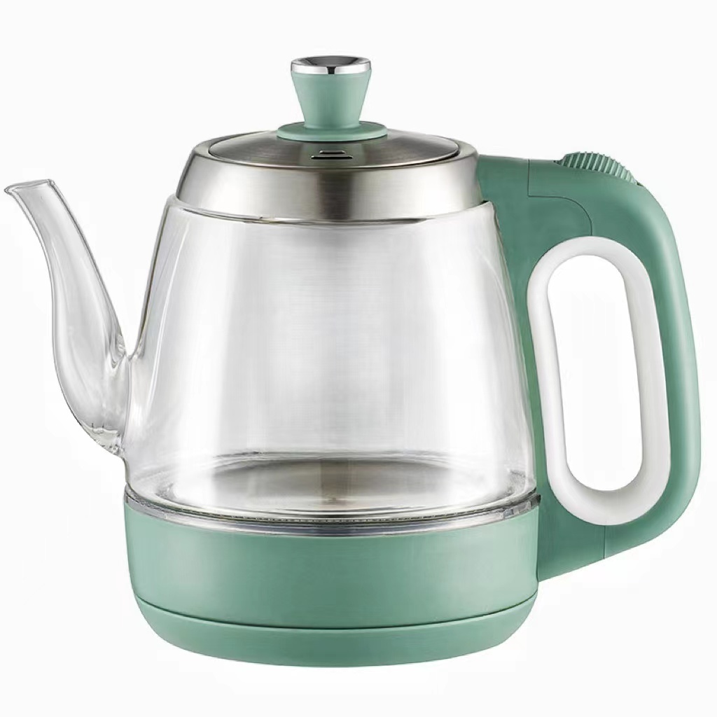 glass small 1.2L green electric cow goose neck heating kettle hot switch for boiling water tea