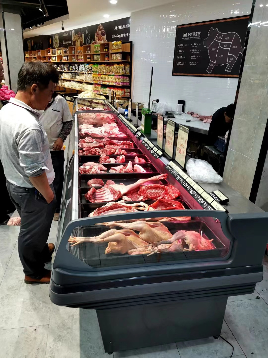 luxury fresh meat display meat cooler plug in supermarket fresh meat display for butcher shop