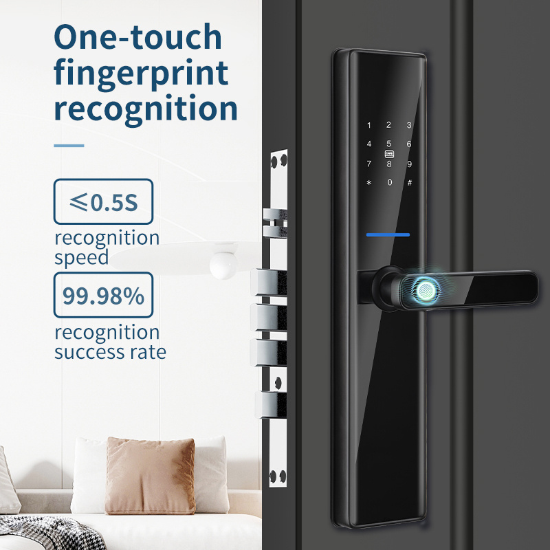 NEW Arrival S819-2 TTlock Tuya Zigbee App Biometric fingerprint Password Card Key Smart Handle Door Lock