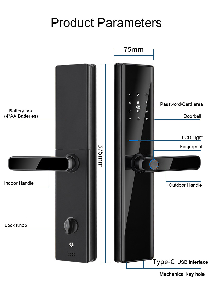 NEW Arrival S819-2 TTlock Tuya Zigbee App Biometric fingerprint Password Card Key Smart Handle Door Lock