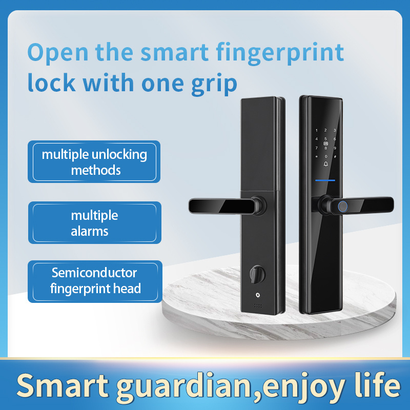 Qleung Digital S819-2 TTlock Zigbee App Remote Unlock With Password  Smart Card Key Handle Smart Tuya Handle Door Lock