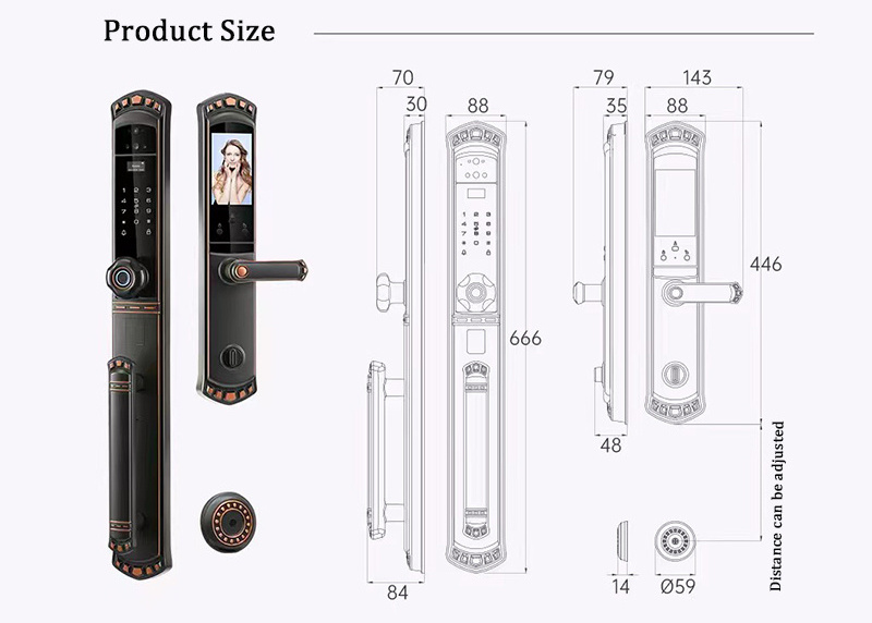 S902MAX 3D Face Xhome App with Video Calling Smart Locks Fingerprint Code Smart Door Lock for Luxury Villa