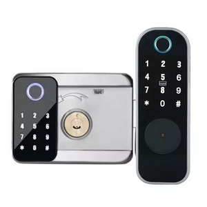 Qleung Outside Gate Lock Waterproof Fingeprprint Password Card Key TTlock Tuya App Remote Unlock Smart Rim Door Lock