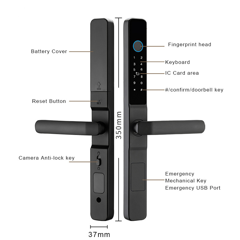 Waterproof S617-2 Password Fingerprint Card Handle Optional With Tuya TTlock Remote Control Smart Handle Lock