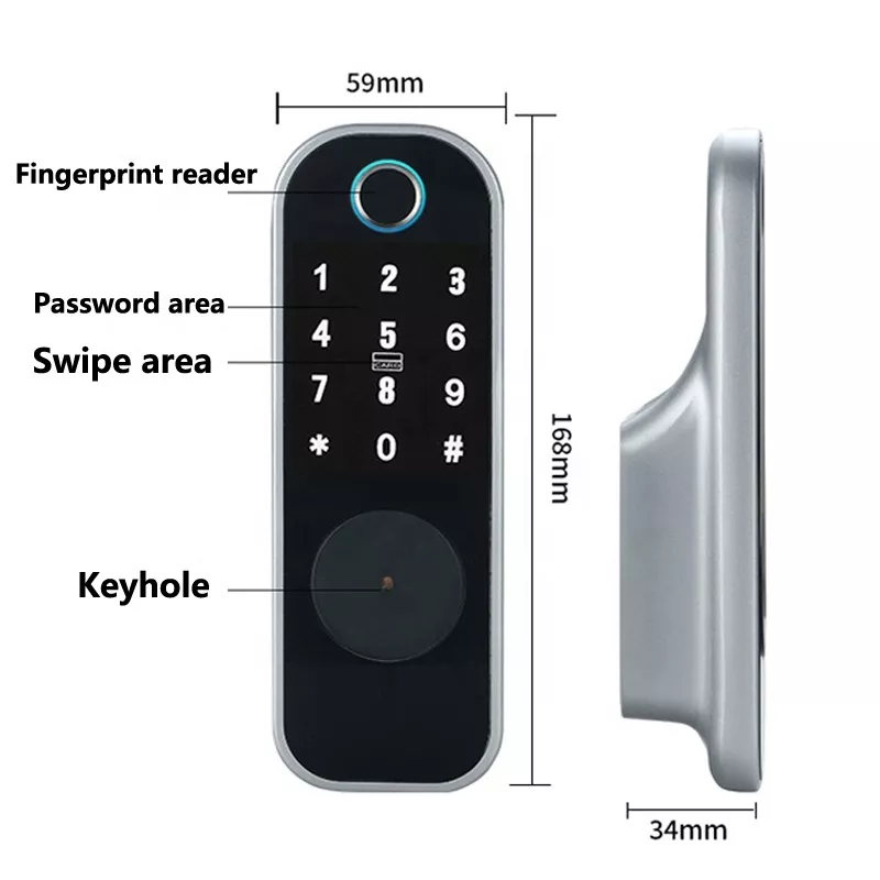 Qleung Outside Gate Lock Waterproof Fingeprprint Password Card Key TTlock Tuya App Remote Unlock Smart Rim Door Lock