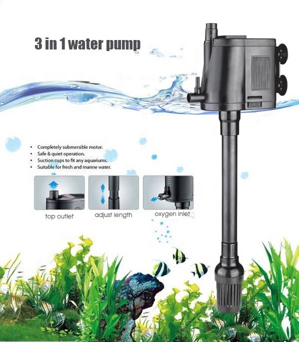 Quanlong 3 in 1 submersible aquarium top outlet marine small water pump filter