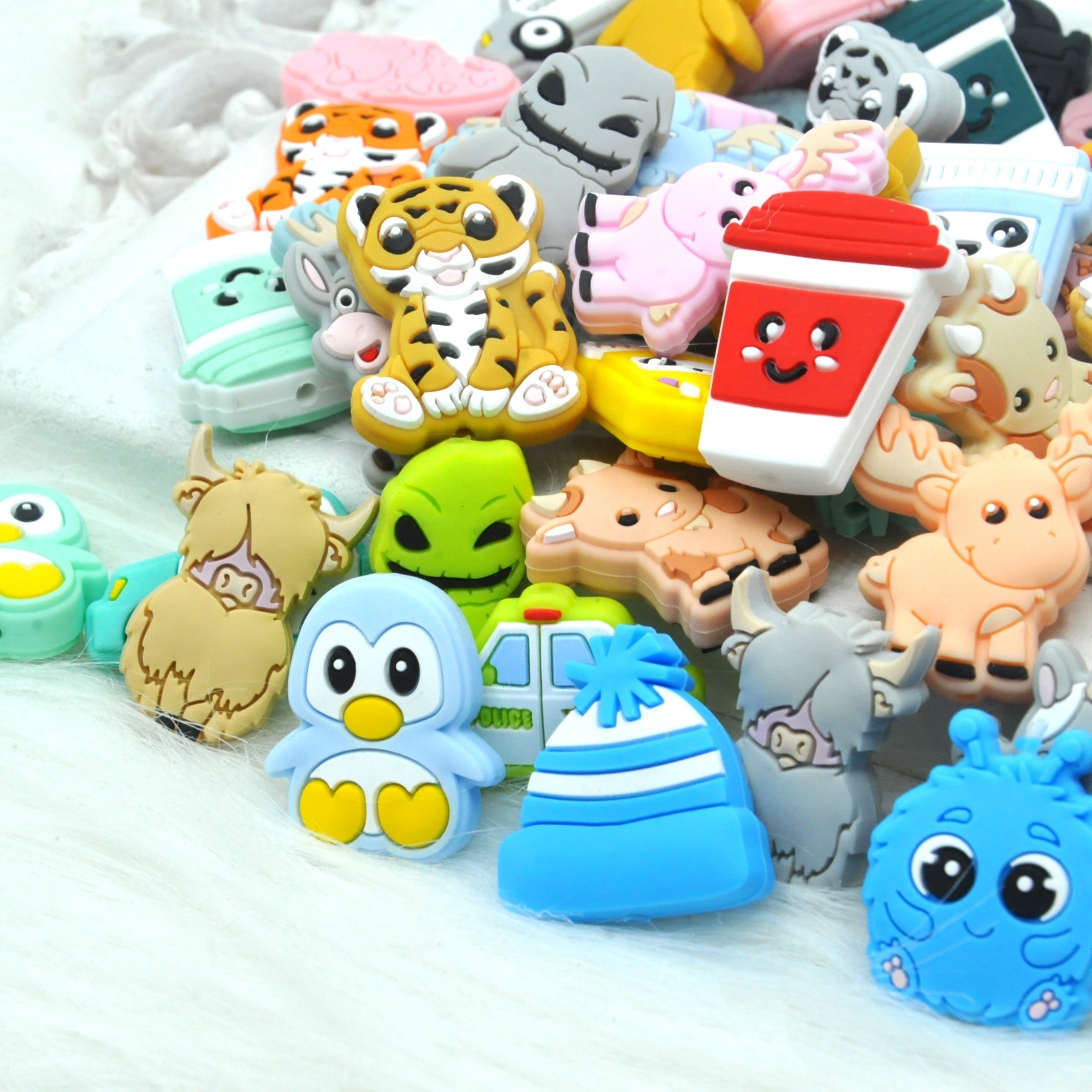 Chang Long soft funny animal shape Baby teething Food grade custom silicone focal beads for pen making silicone focal beads