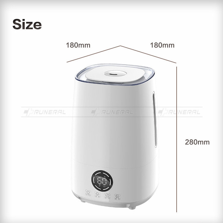 RUNAL Smart 4L Kc White Room Baby Desktop Fragrance Portable Top Filling Cool Mist Ultrasonic Air New Humidifier With UV