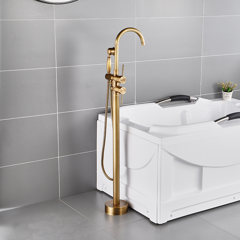 Antique Bronze Floor Stand Bath Faucets Bathtub Hot Cold Water Mixer Flooring Faucet bathtub faucet