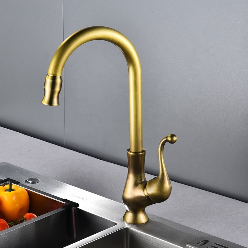 Antique Brass Kitchen Faucets 360 Swivel Copper Bathroom Basin Sink Mixer Tap Crane Hot &Cold Water faucet for kitchen sink