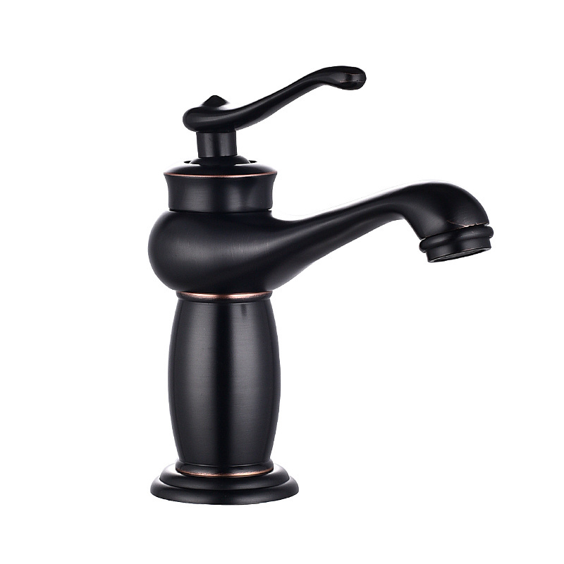 Basin Faucet Brass Lamp Style Bathroom Sink Faucet Single Handle Deck Vintage Wash Mixer Tap Crane black basin faucets