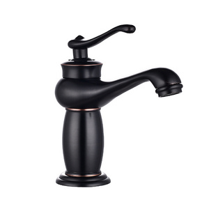 Basin Faucet Brass Lamp Style Bathroom Sink Faucet Single Handle Deck Vintage Wash Mixer Tap Crane black basin faucets