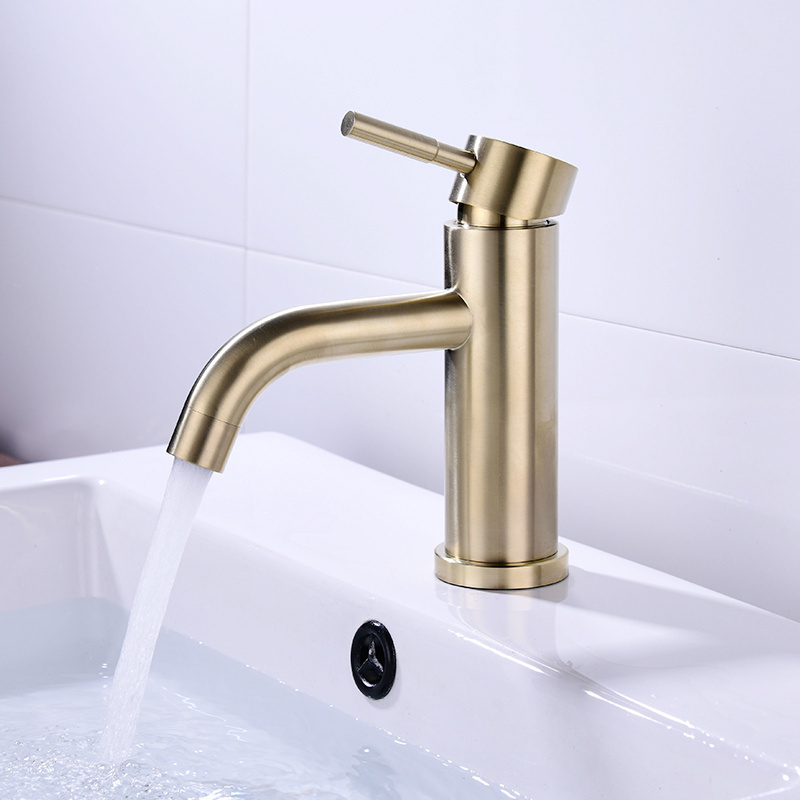 304 stainless Steel Brushed Lavatory Faucet Basin Mixer Tap Single Handle watermark faucet